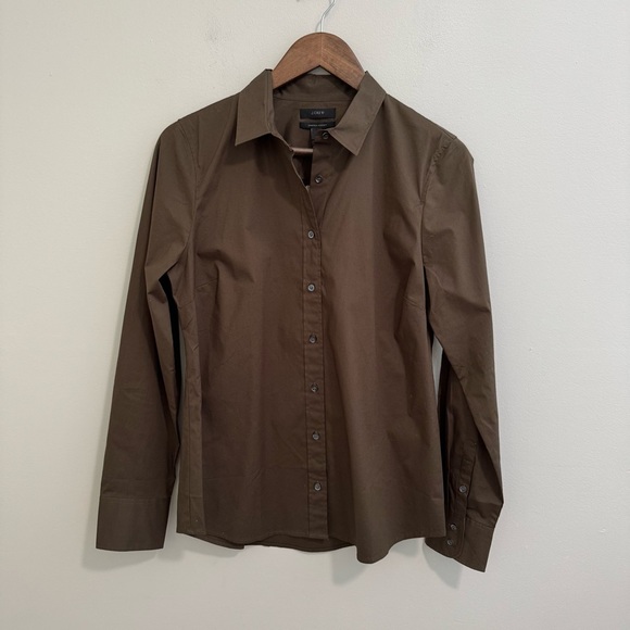 J. Crew NWT Stretch Perfect Olive Button Down Shirt - Picture 1 of 5